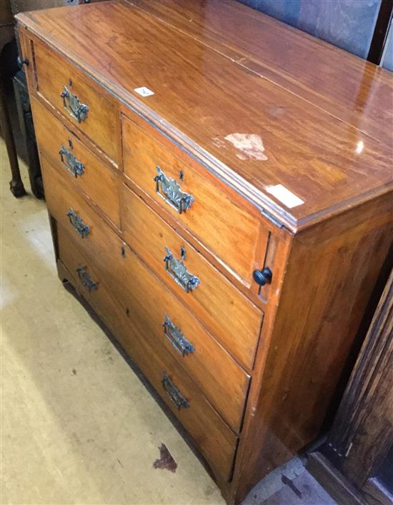 19C mahogany chest of drawers with folding top for writing(-)